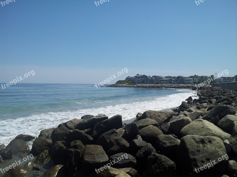 Ocean Water Rocks Hampton New Hampshire