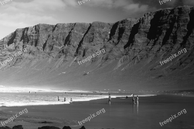 Island Lanzarote Beach Holiday Mountains