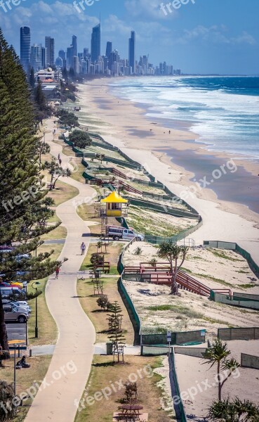 Gold Coast Skyline Beach Path Coast