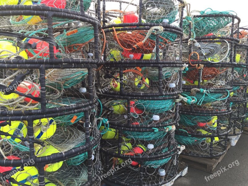 Crab Pots Fishing Port Coast Marine