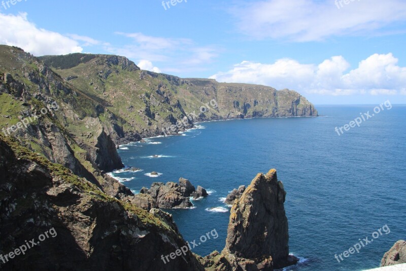 Cliff Atlantic Northern Spain Summer Landscape