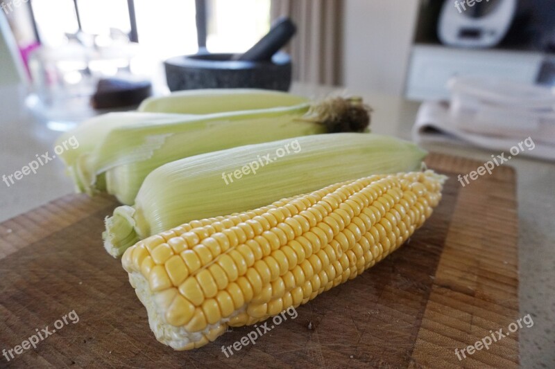 Corn Sweetcorn Kitchen Vegetarian Corncob