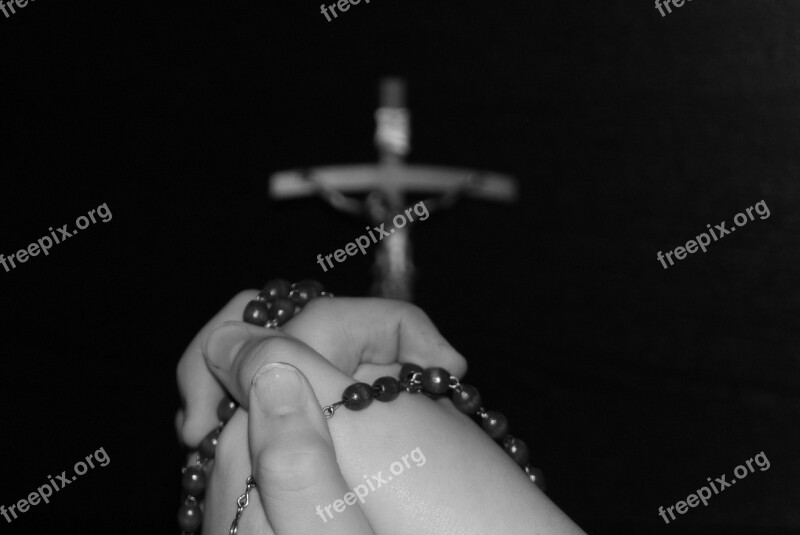 Pray Hands Rosary Prayer Faith