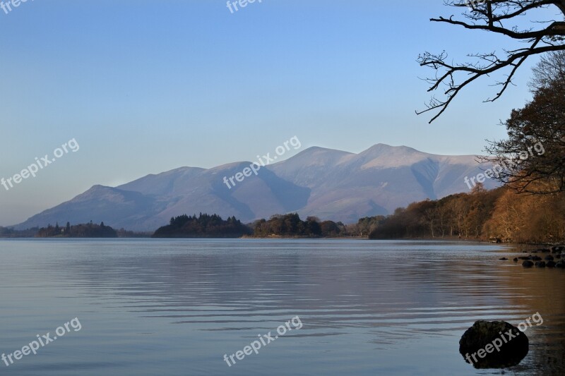 Lake District Derwent Water Skiddaw Mountain Cumbria