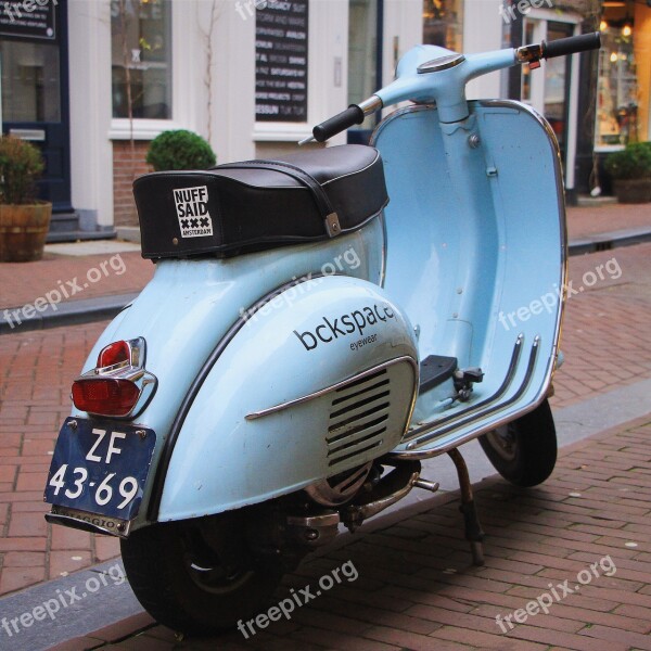 Moped Motorcycle Vespa Retro Blue