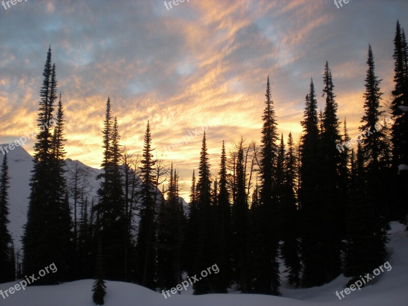 Mountains Winter Trees Landscape Snow Mountain