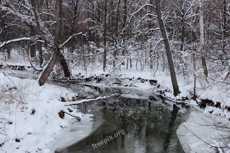 Landscape Frozen Winter Cold River