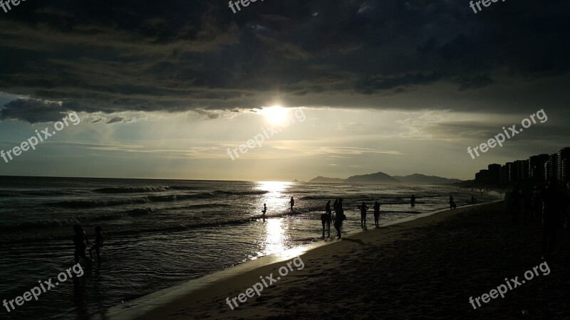 Rio De Janeiro Bar Beach Stormy Heavy Clouds