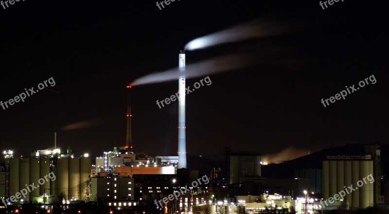 Night Industry Factory Night Photograph Incinerator