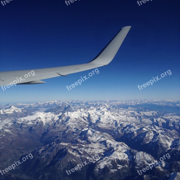 Alps Trip Window Seat Fly Flight