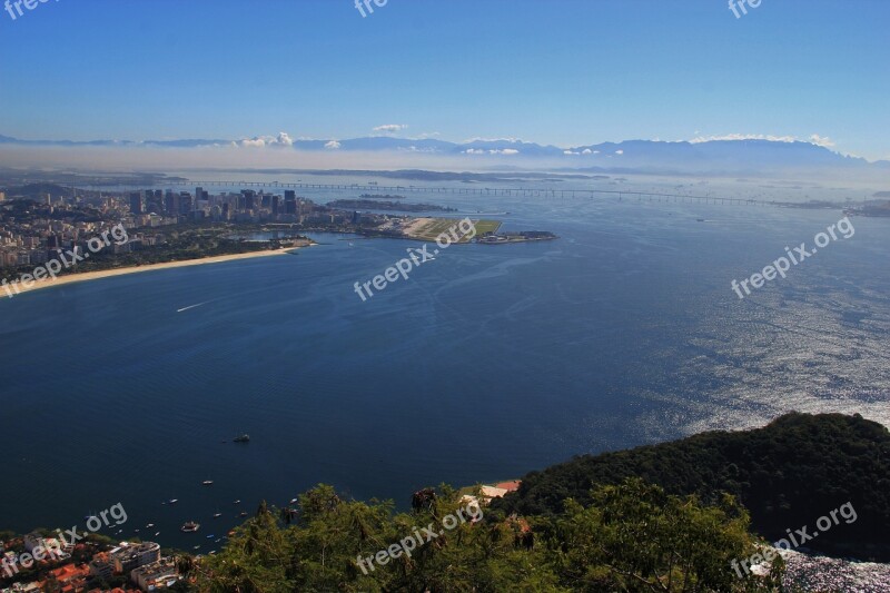 Rio De Janeiro Guanabara Bay Santos Dumont-airport View From Sugarloaf Bay