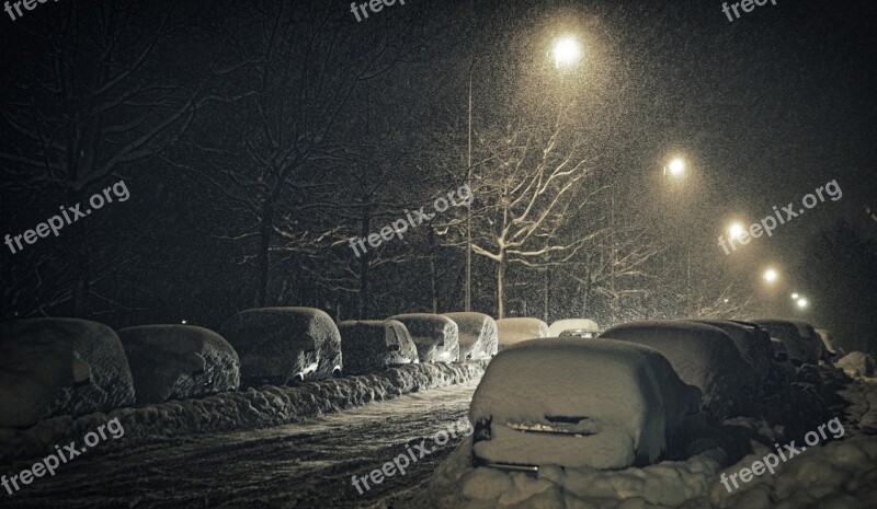 Winter Strom Snow Finland Night