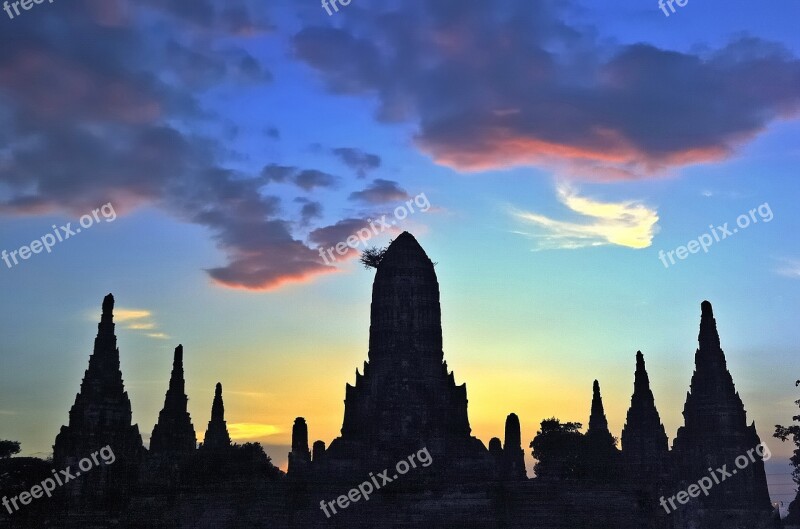 Thailand Sunset Ruin Khmer Architecture Antique