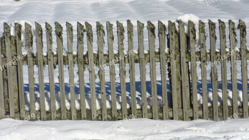 Fence Snow Wood Fence Paling Garden Fence