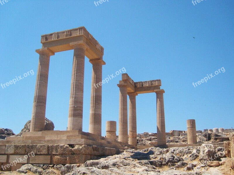 Column Ruins Greek Columns Greece Dodecanese