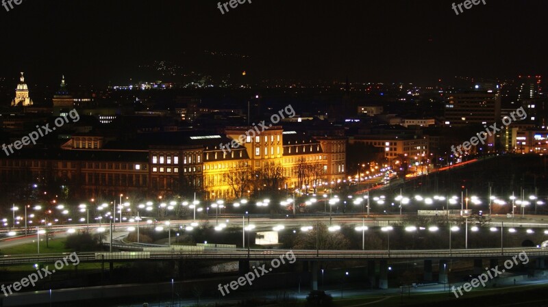 Mannheim Night Historically Castle Night Photograph