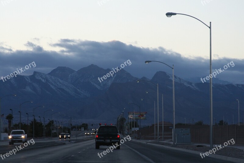 Las Vegas Mountains Clouds Road High Way