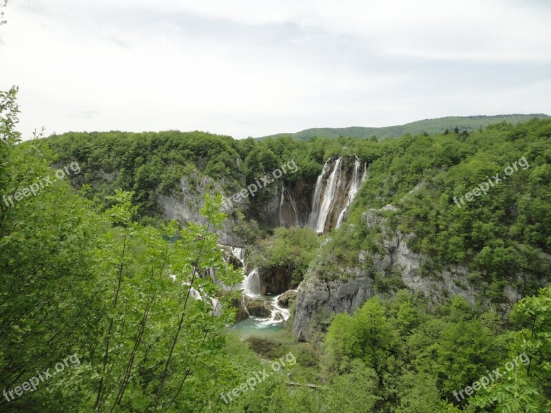 Croatia Plitvice Waterfall Nature Free Photos