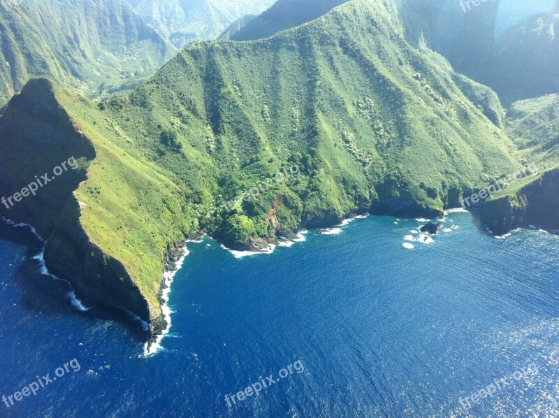 Hawaii Molokai Cliffs Nature Mountain