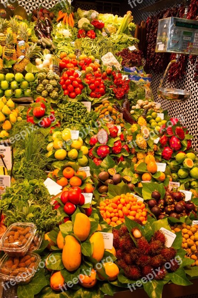 Fruit Market Colorful Exotic Fruits Barcelona