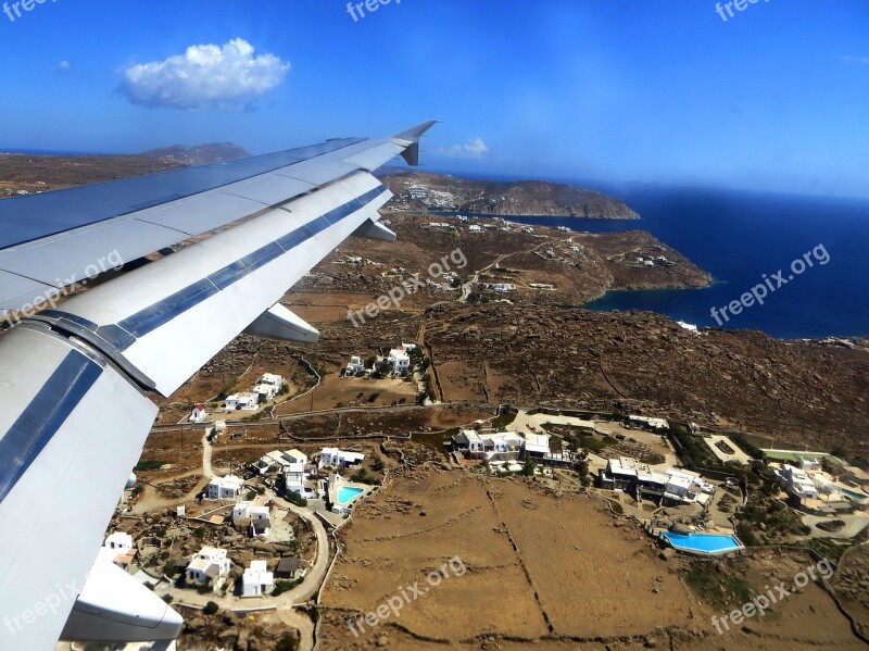 Luftbildaufnahme From The Plane Wing Cyclades Aegean Sea