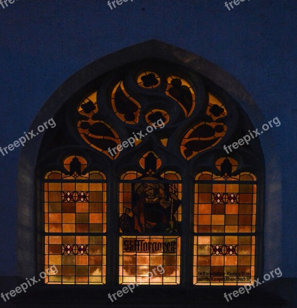 Church Window Colorful Evening Illuminated Church