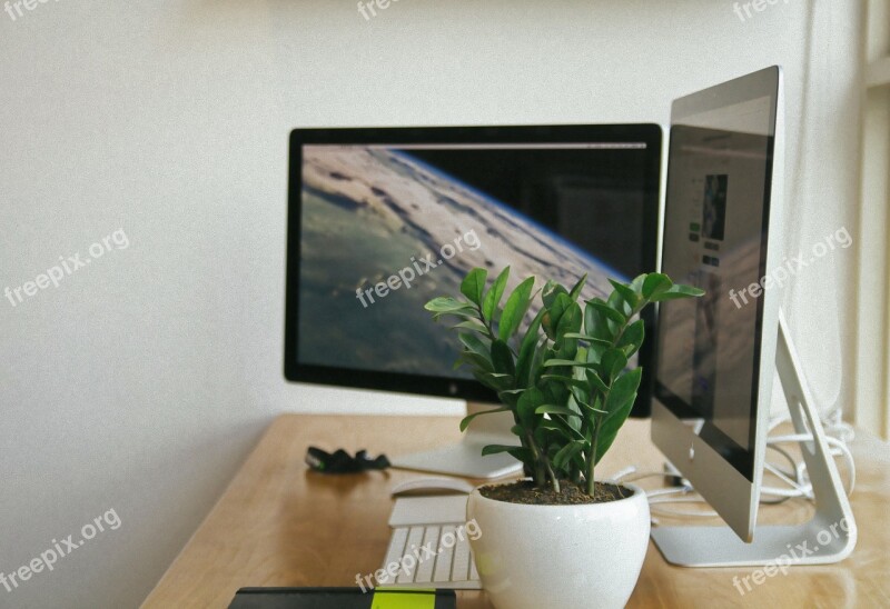 Computers Monitors Technology Desk Internet