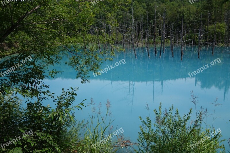 Lake Blue Lake Blue Water Akan National Park Hokkaido