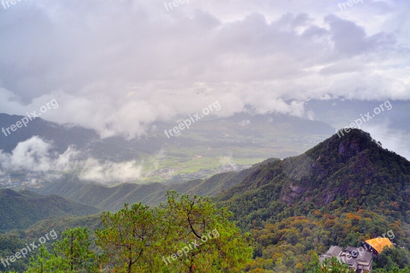 Mountains Dark Clouds Fog Cloud China