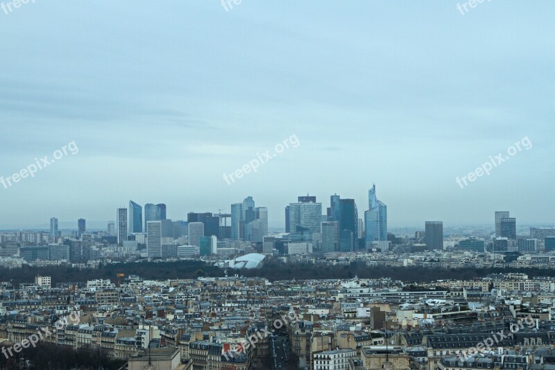 Paris City Skyscraper Blue Eiffel