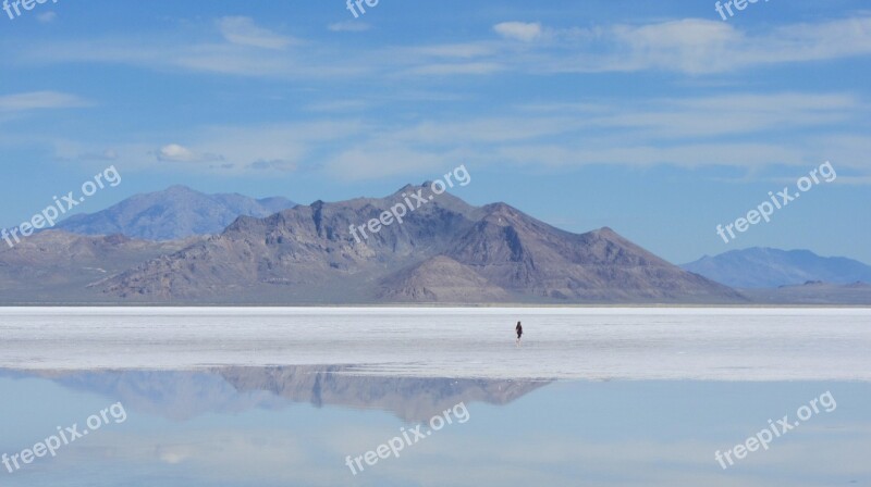 Bonneville Salt Lake Background Mountain Reflection