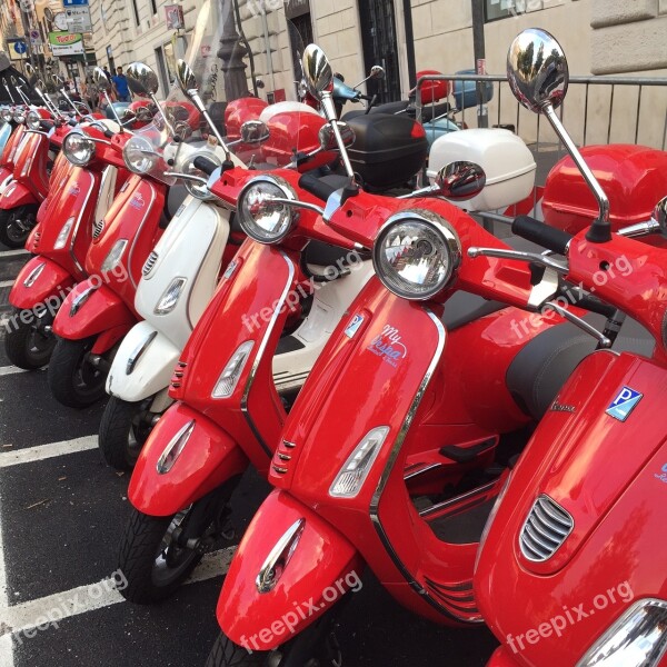 Vehicle Rome Motorcycle Vespa Red