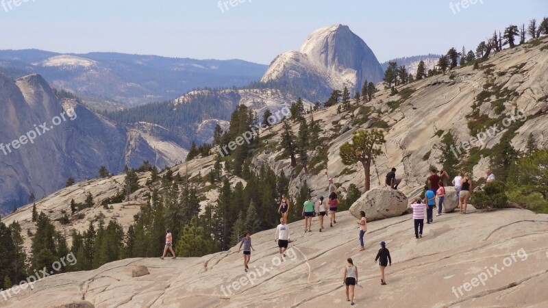 Usa America Yosemite Park Rock Sky