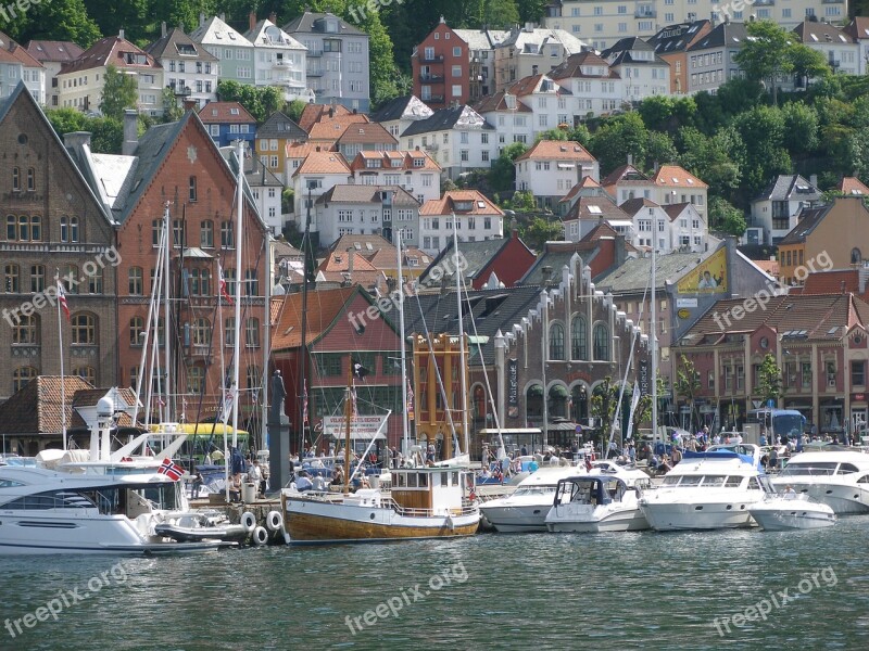 Bergen Port Norway Summer Free Photos