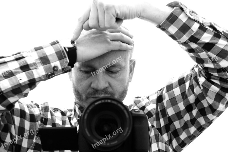 Photographer Man Hands Characters Clock