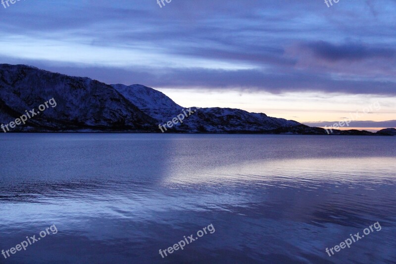 Sunset Fjord Ocean Amazing Beautiful