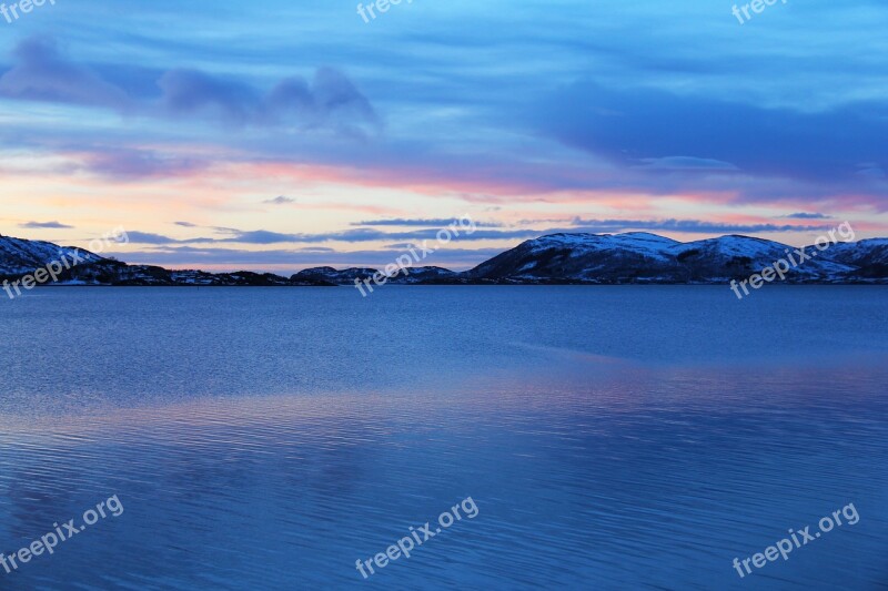 Sunset Fjord Ocean Amazing Beautiful