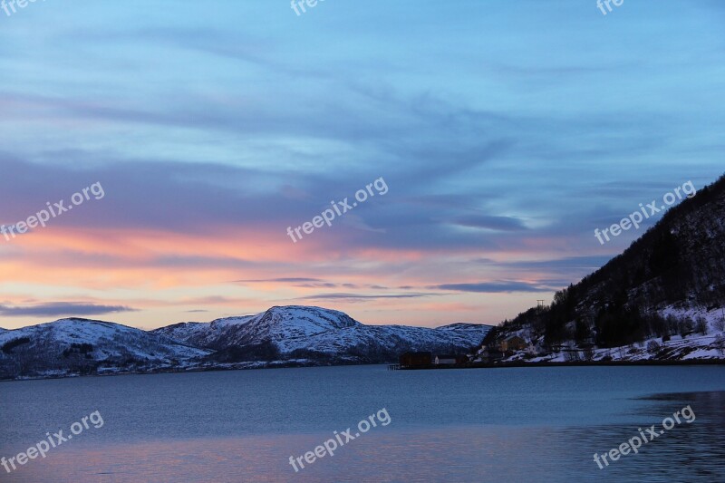 Sunset Fjord Ocean Amazing Beautiful