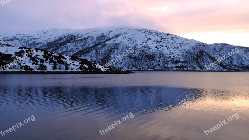 Sunset Fjord Ocean Amazing Beautiful