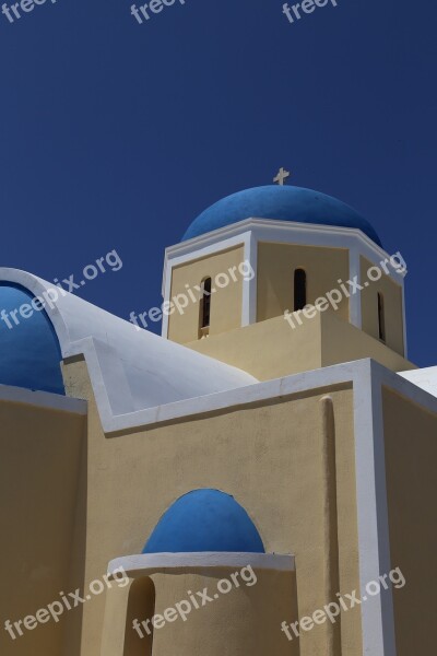 Santorini Church Greece Blue Travel