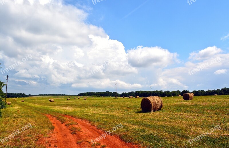 Hay Sky Field Nature Agriculture