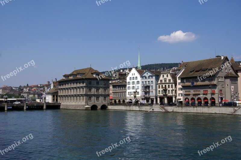 Zurich Zurich Switzerland River Townhouses Monuments