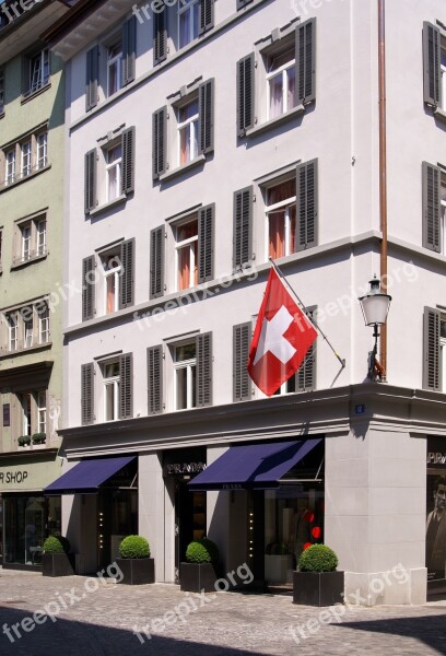 Zurich Switzerland Flag Kamienica Shops