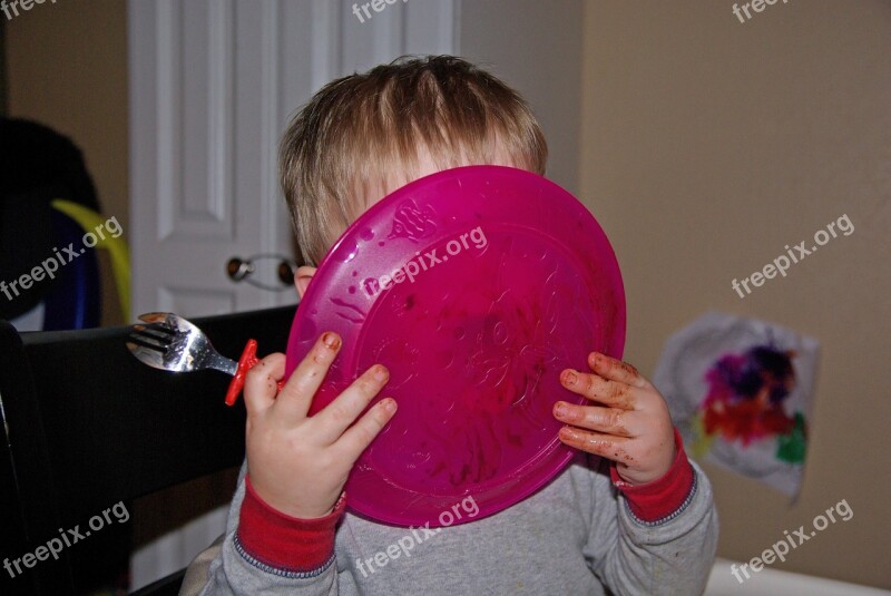 Child Plate Lick Food Kid