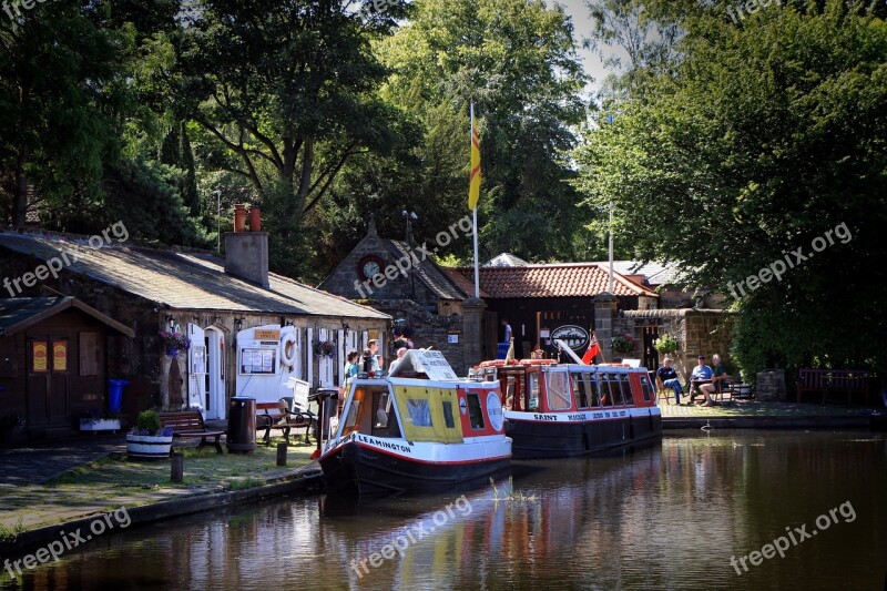 Canal Linlithgow Scotland Long Boat Boat