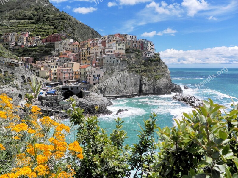 Manarola Italy Cinque Terre Sea Sun