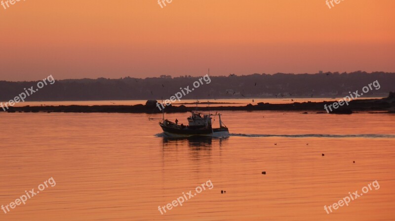 Sunset Sea Brittany France Concarneau