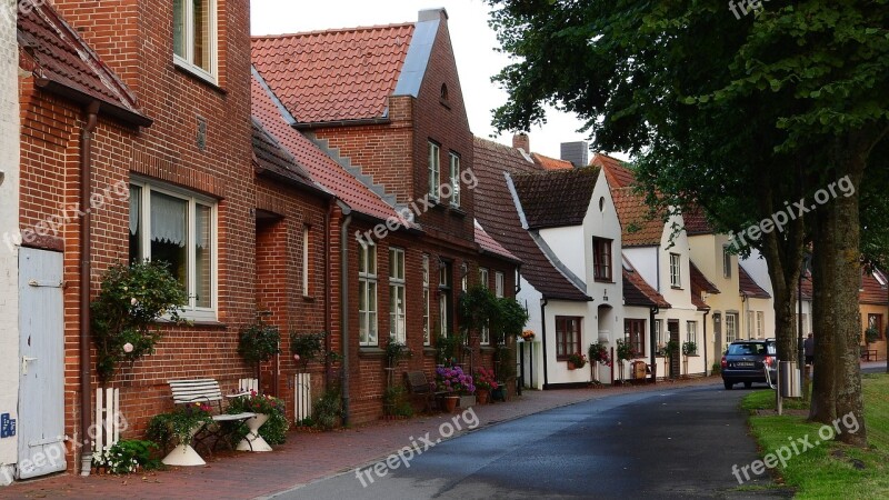 Street Houses Brick Houses Northern Germany City