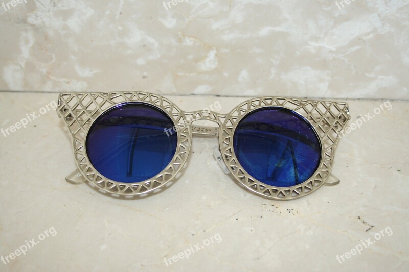 Sunglasses Blue Silver Free Photos