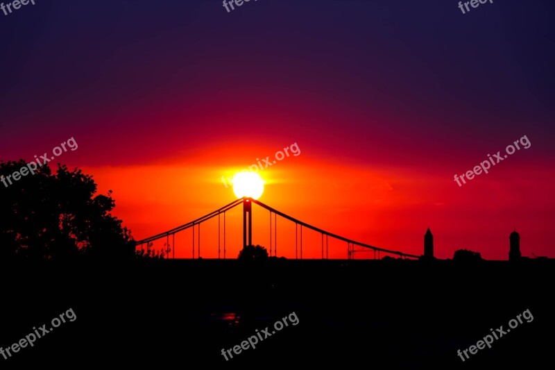 Krefeld Rheinbrücke Sunset Free Photos